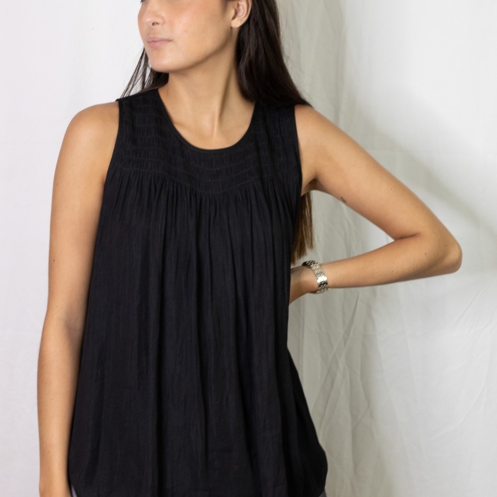 Dolan left of coast black shirred sleeveless top